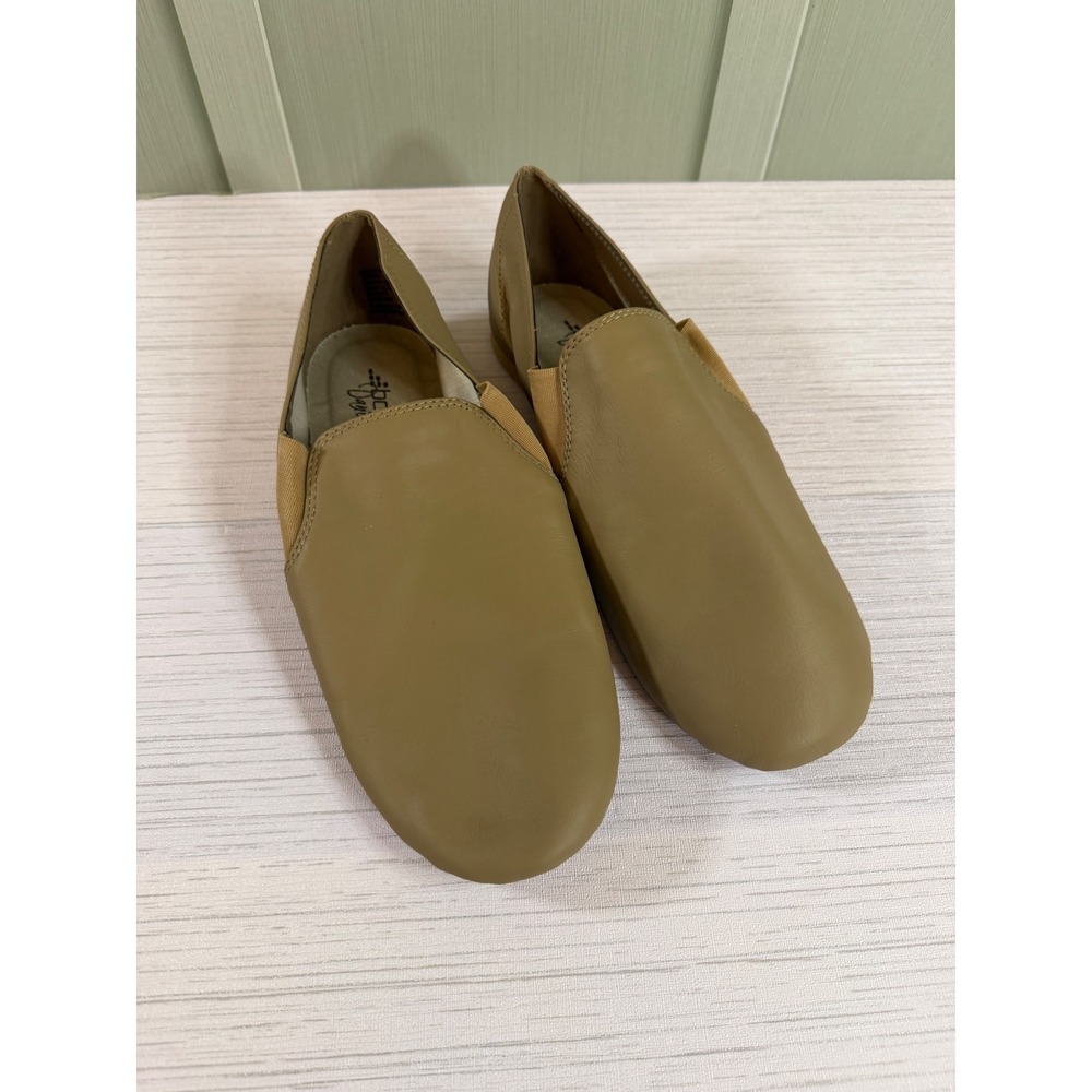 BCG Dance Womens 10B Tan Leather Slip On Split Sole Jazz Shoes 163803